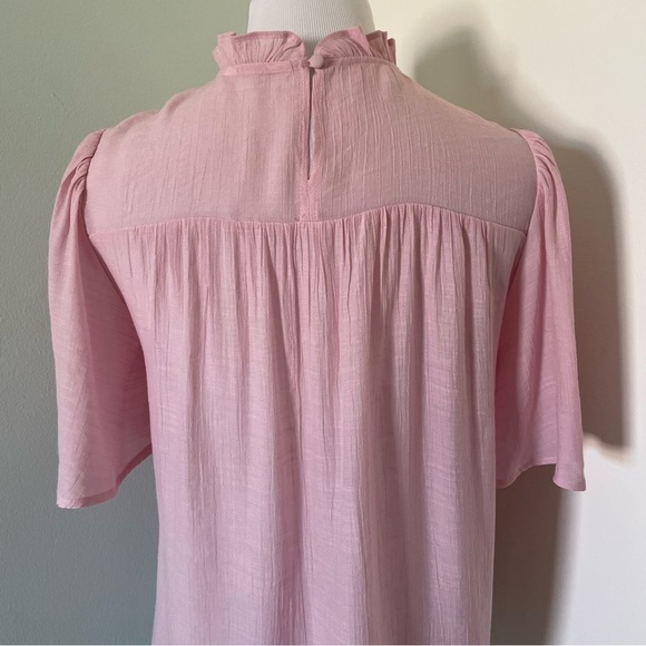 Nanette Lepore Women’s Ruffled Neck Short Sleeved Blouse Pink Size S - Picture 8 of 11
